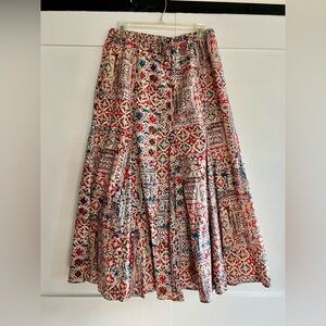 Ralph Lauren Red and Blue Patterned A-Line Skirt